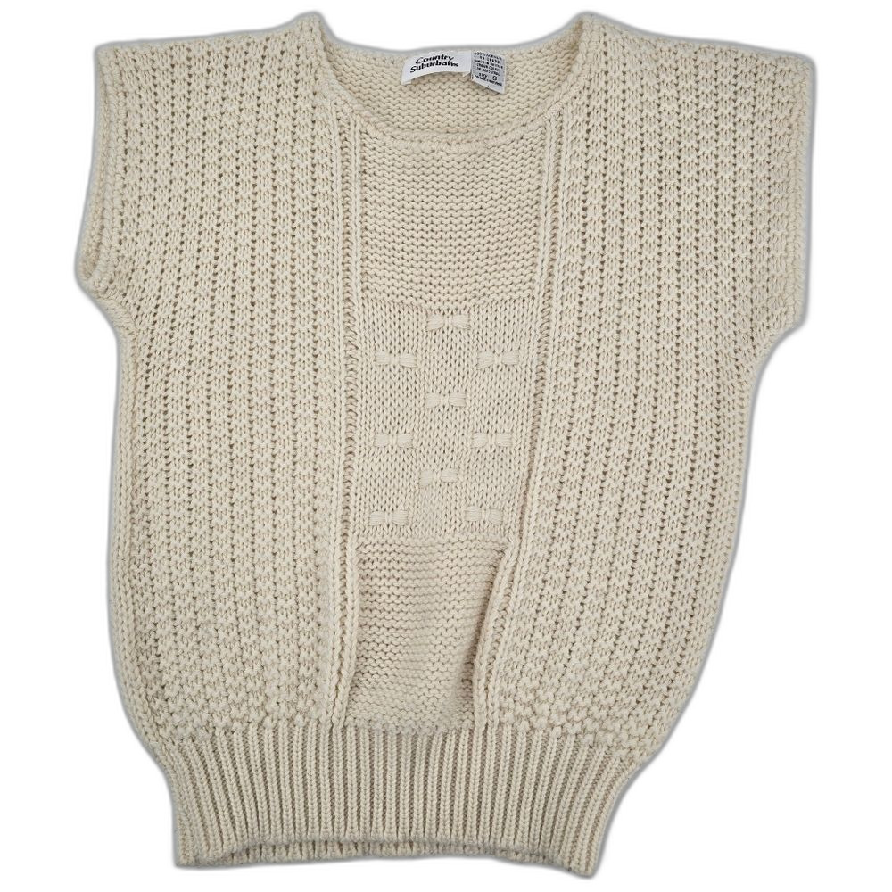 Vintage Country Suburbans Cream Knit Sweater Vest Size S